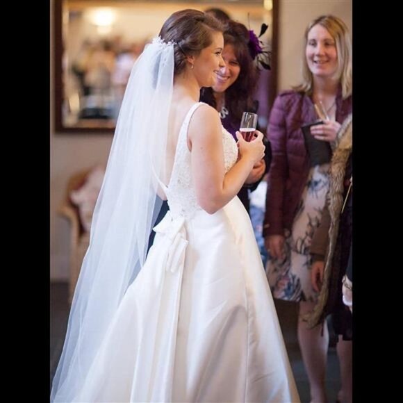 Bride Wedding Veil Long Cathedral Veil Drop Veil Soft Tulle Bridal Veils (White) - Picture 3 of 7